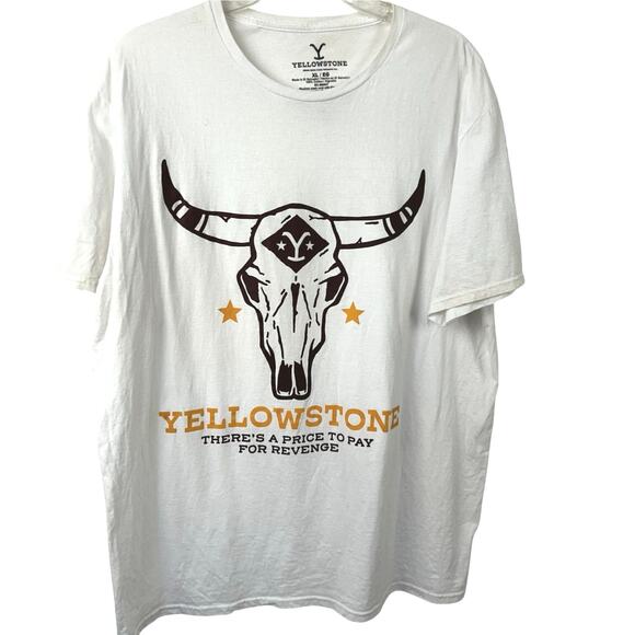 Yellowstone Men Graphic Skull Western Short Sleeve Tshirt Cotton White Size XL - Picture 1 of 5